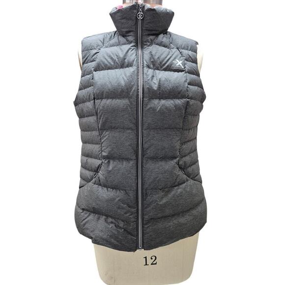 Zeroxposur Down Filled Puffer Vest Gray Nylon Blend Hot Pink Lining Women M/L - Picture 1 of 7